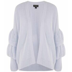 Topshop Tiered Ruffle Sleeve Open Front Chunky Knit Cardigan Sweater in Lilac 8